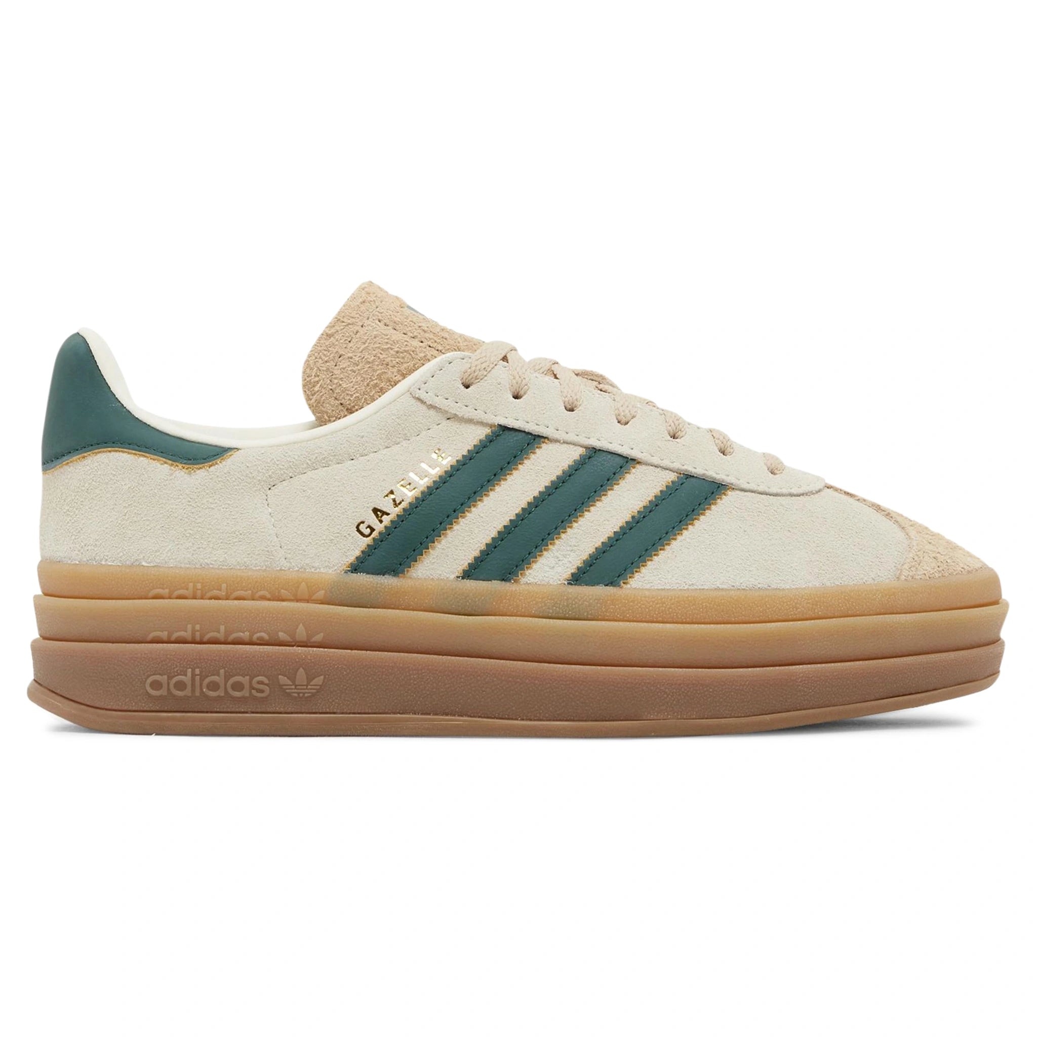 Side view of Adidas Gazelle Bold Cream Collegiate Green (W) ID7056